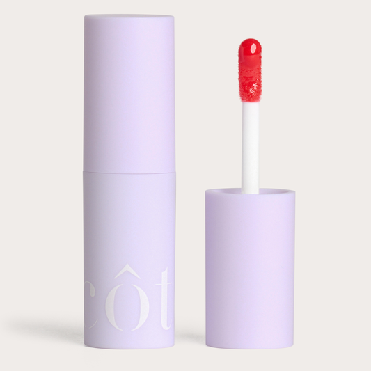 Côte Beauty Stella sheer juicy red Peptide Lip Shine with doe-foot applicator