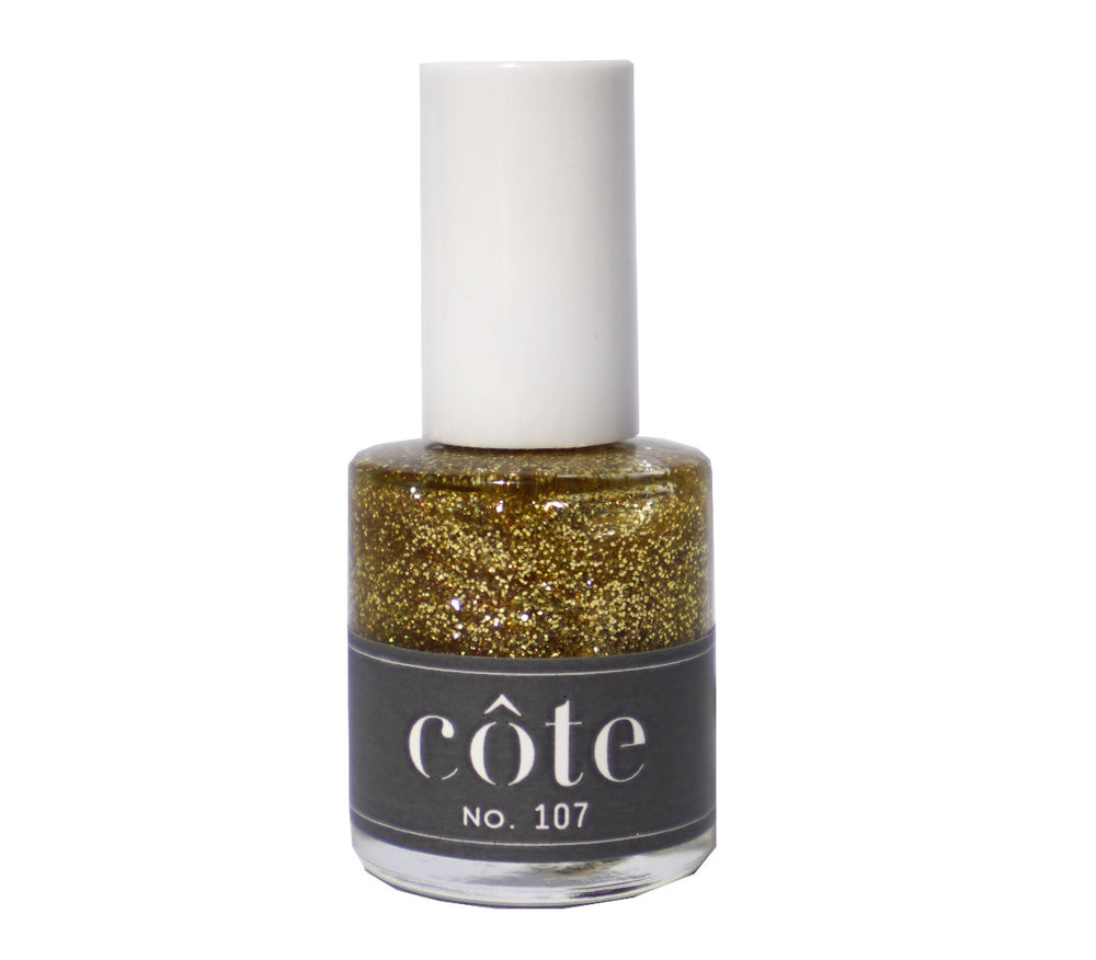 No. 107 Fine-Flake Gold Glitter Nail Polish - Vegan Nail Polish